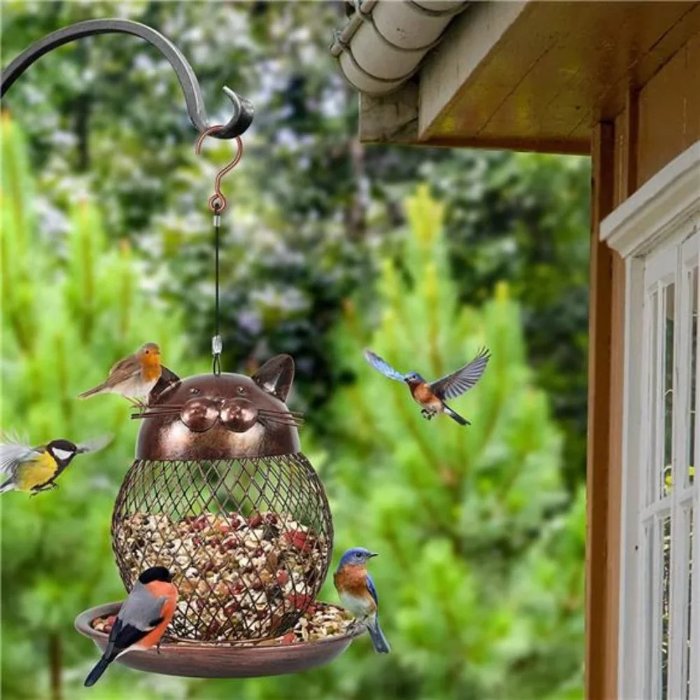 Outside Wild Bird Feeder, Heavy Duty Metal Frame Squirrel Proof Bird Feeders